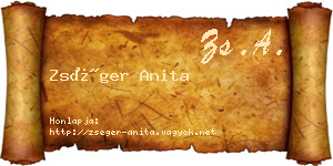 Zséger Anita névjegykártya